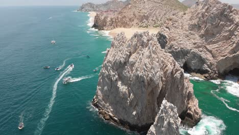 aerial view of secluded beach in oceanfront rock formation