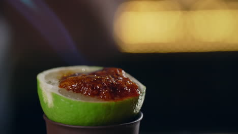 smoked lime cocktail preparation