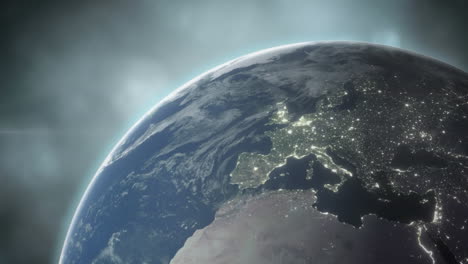yellow stars spinning in circles against globe in background