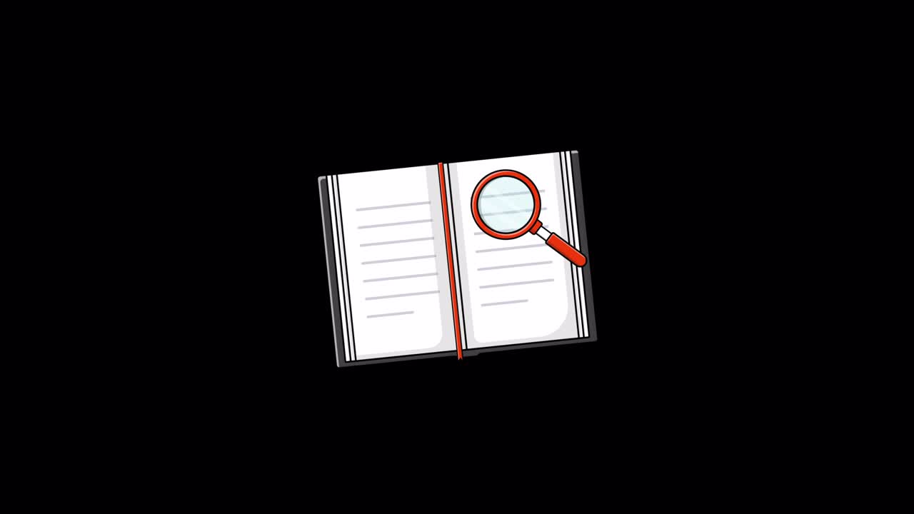 Animated Magnifying Glass Scanning Text in an Open Book
