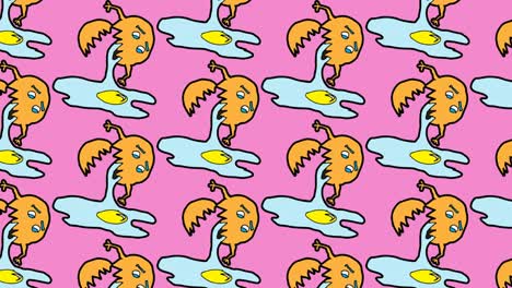 niños dibujando arte pop fondo sin costuras con tema de huevos fritos