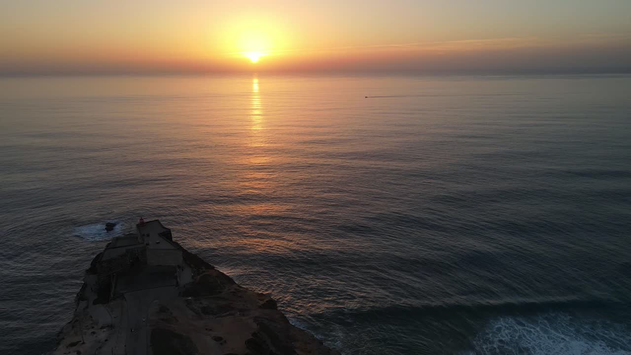 Nazare lighthouse at sunset light
