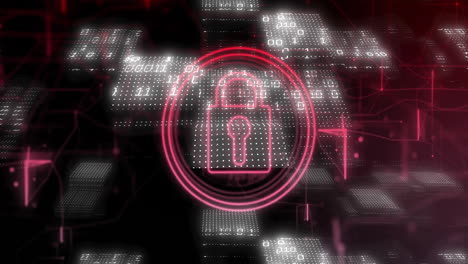 icono de bloqueo y código binario, animación de ciberseguridad sobre fondo digital