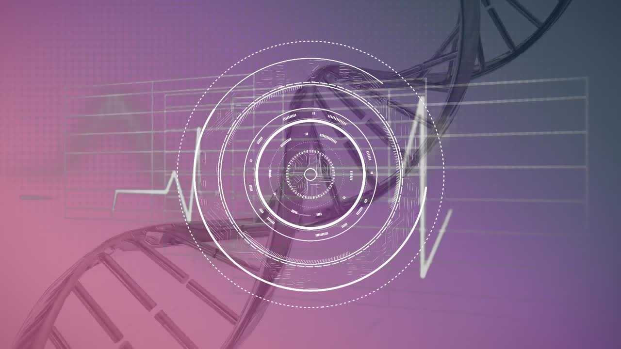 분홍색과 보라색 배경에 dna 줄을 돌리는 것