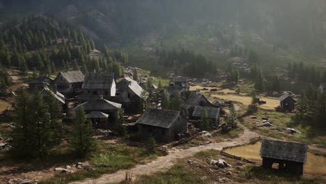 vista de un antiguo pueblo italiano en las montañas de los apeninos