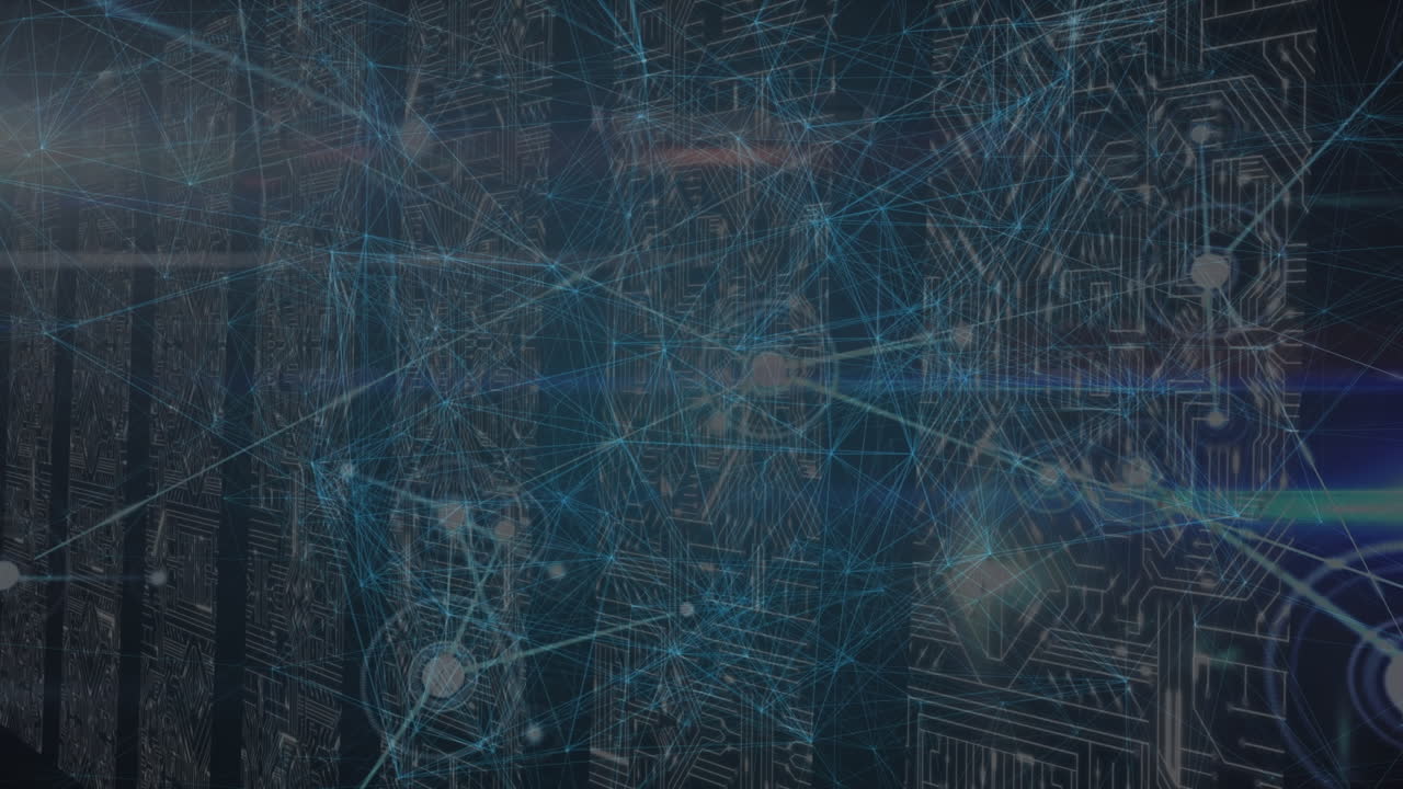 Animation of network of connections over server room