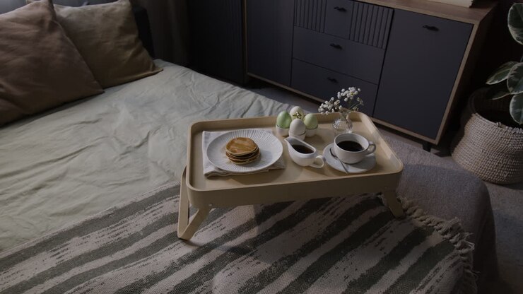 Breakfast in Bed with Easter Eggs
