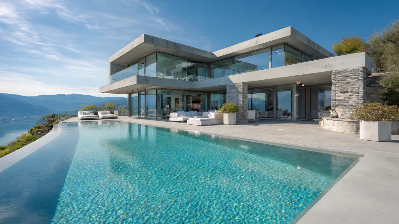 Splendida villa moderna con piscina a sfioro affacciata su un paesaggio pittoresco, che unisce design di lusso e viste mozzafiato per un'esperienza indimenticabile