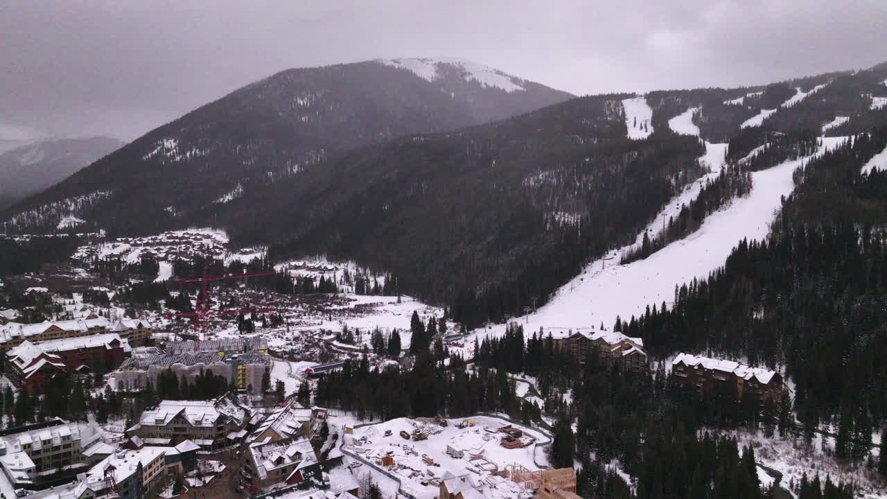 cine colorado drone aéreo invierno diciembre navidad kinder resort keystone estación de esquí épico pase local pruebas de esquí góndola montañas rocosas i70 breckenridge vail cumbre condado alto adelante revelar