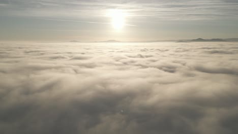 amazing view over clouds at sunset