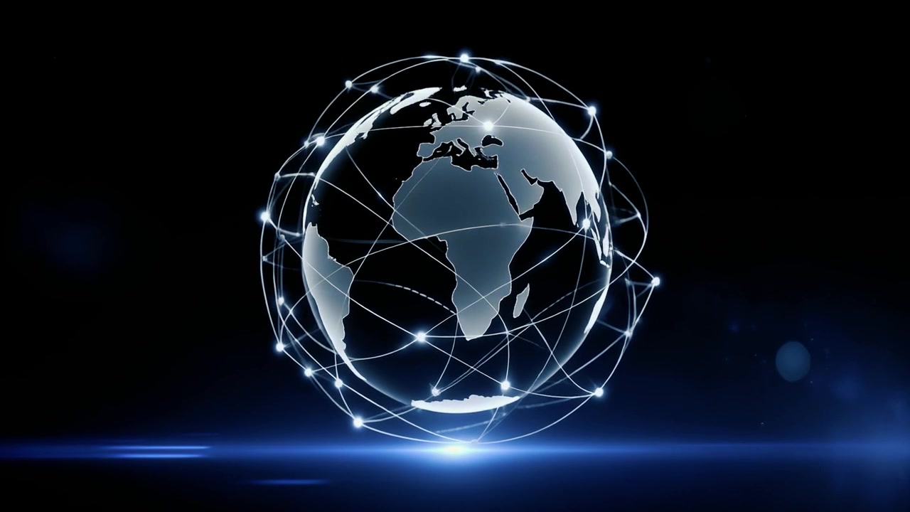 Digital Globe with Global Network Connections Rotating in Space