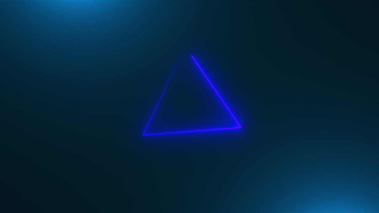 muchos triángulos de neón en el espacio, telón de fondo generado por computadora abstracta, renderizado en 3d