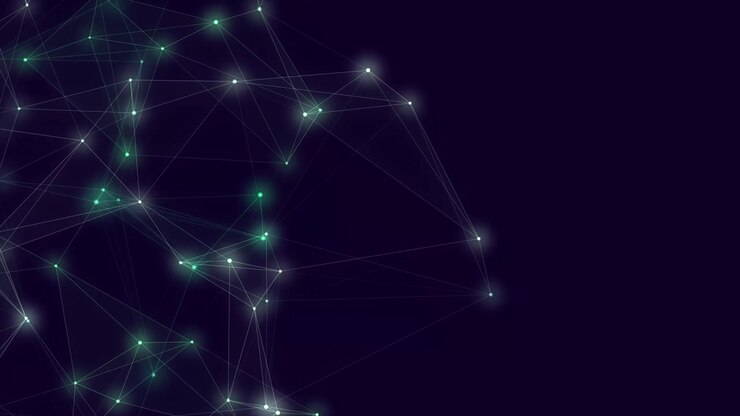Abstract Digital Network Connection with Glowing Green Nodes