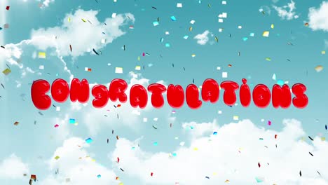 congratulations written on blue sky with clouds