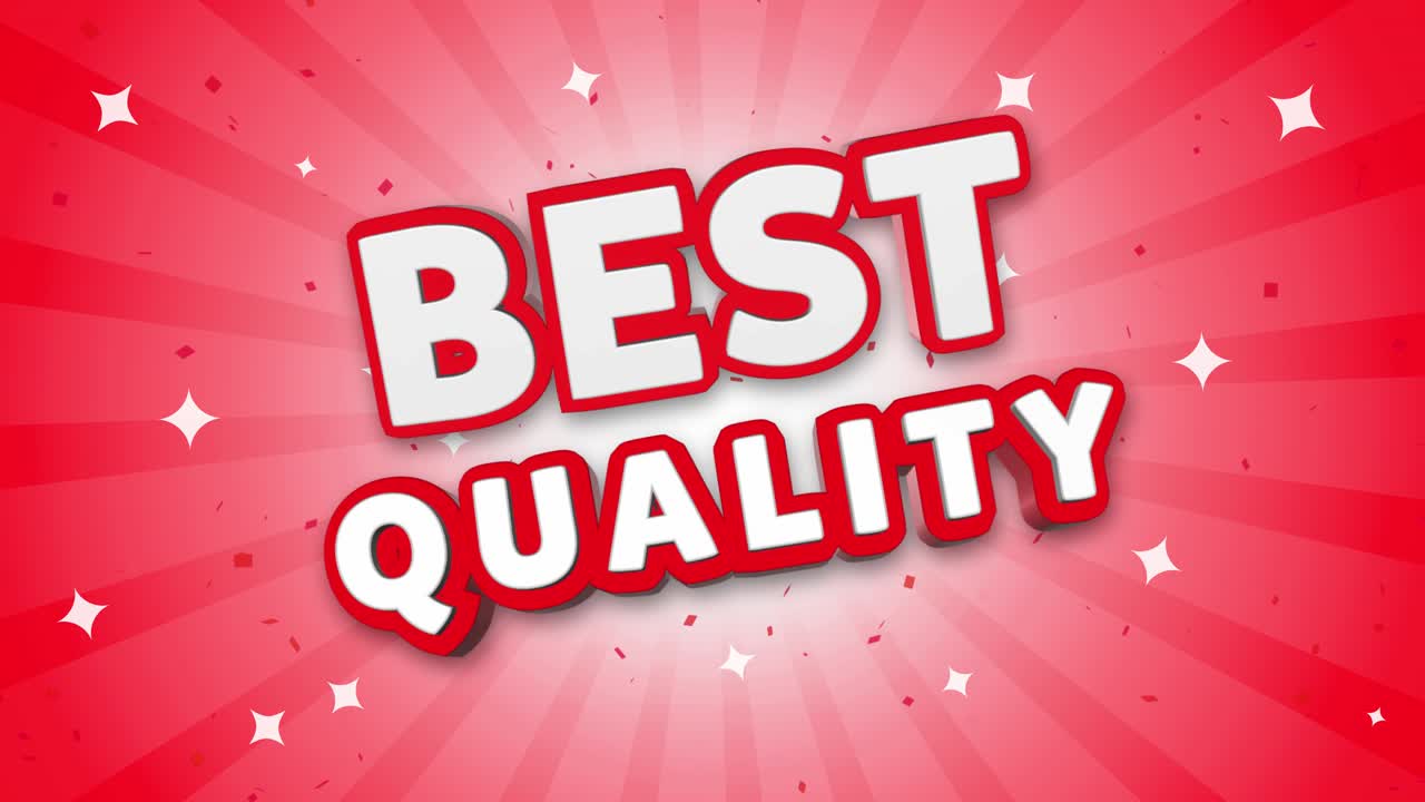 Best quality 3d text on red sparkling falling confetti background ad promotion discount offer sale