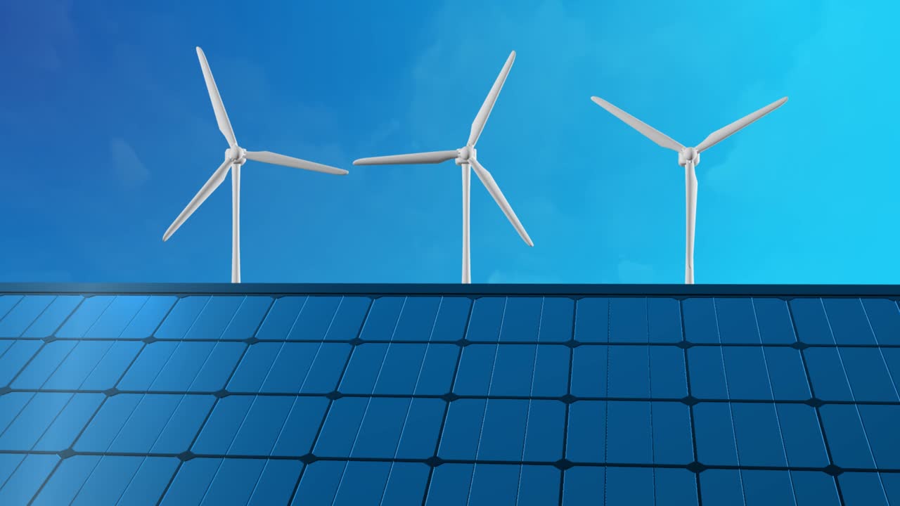 청정 태양 에너지 발전소 루프 애니메이션 배경