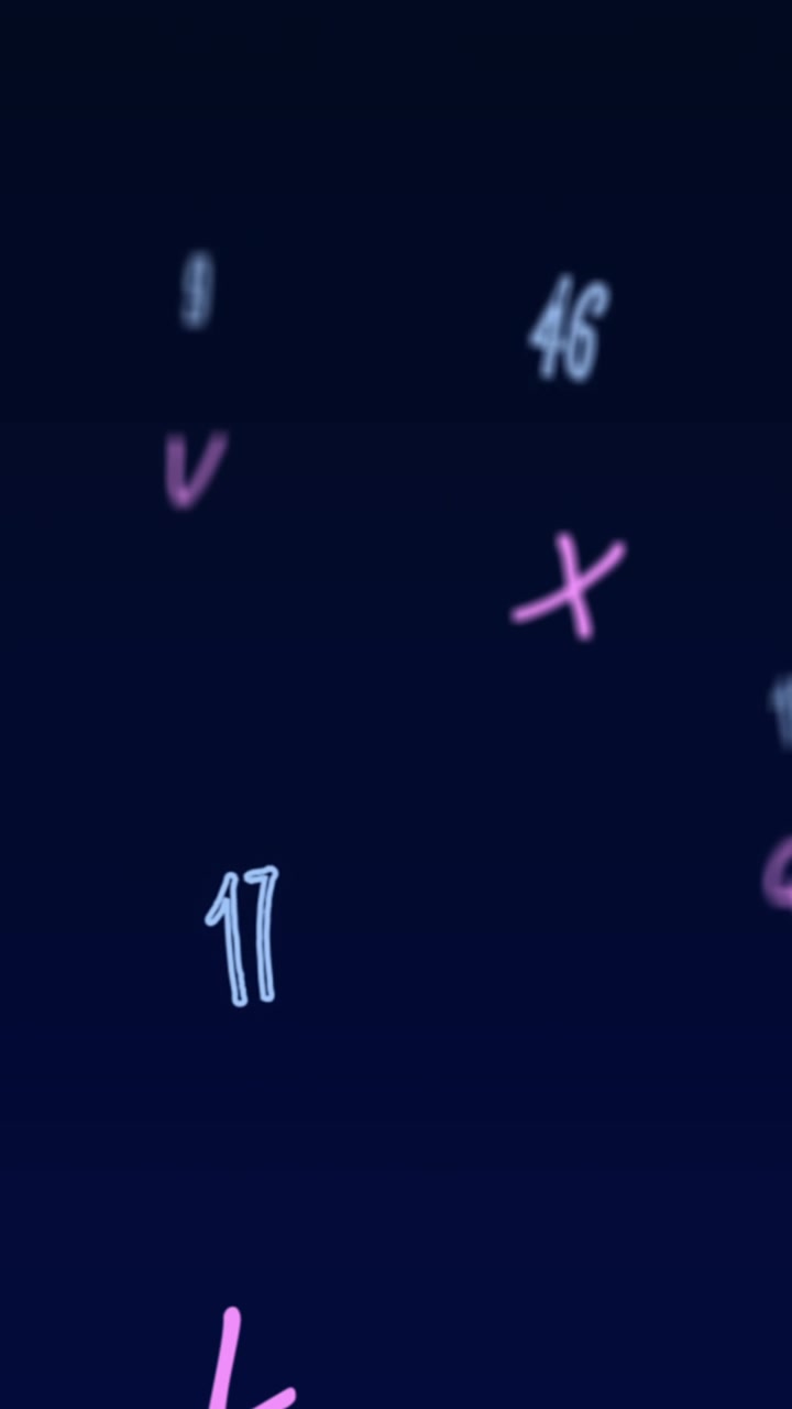 Digital animation of multiple numbers and alphabets floating against blue background
