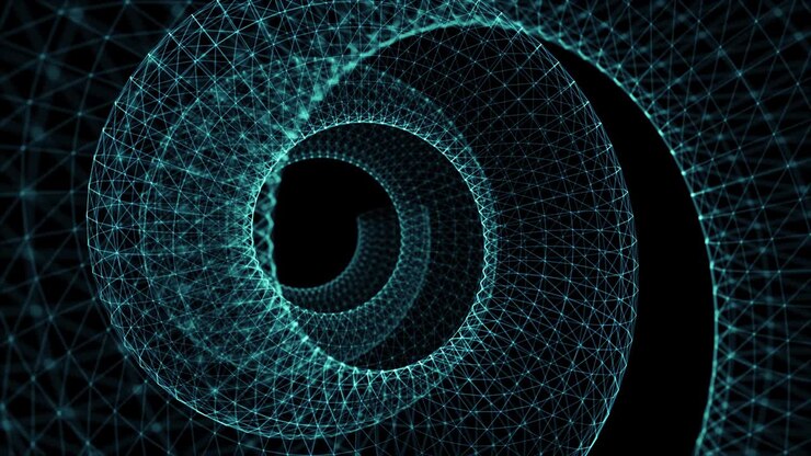 4K seamless loop rotate circle wireframe line, science fiction style, 3d rendering