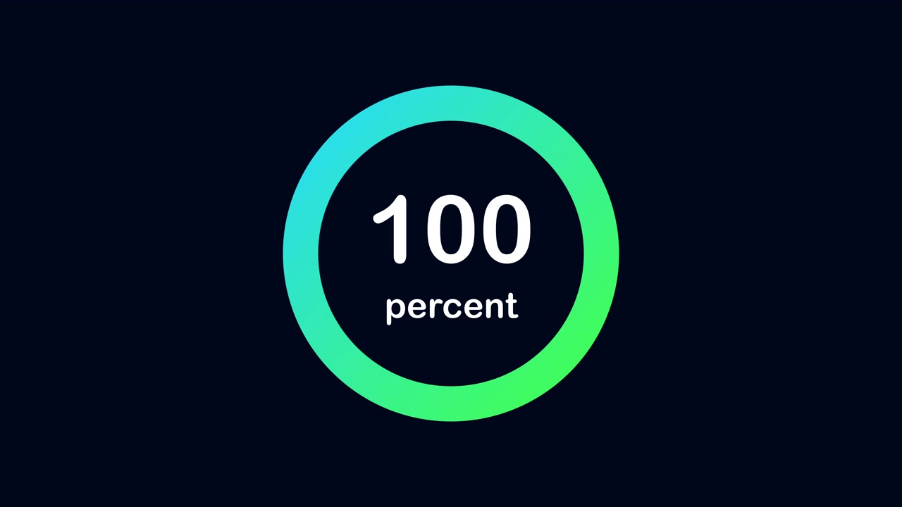 Digital Loading Progress Bar Animation Counting to One Hundred Percent