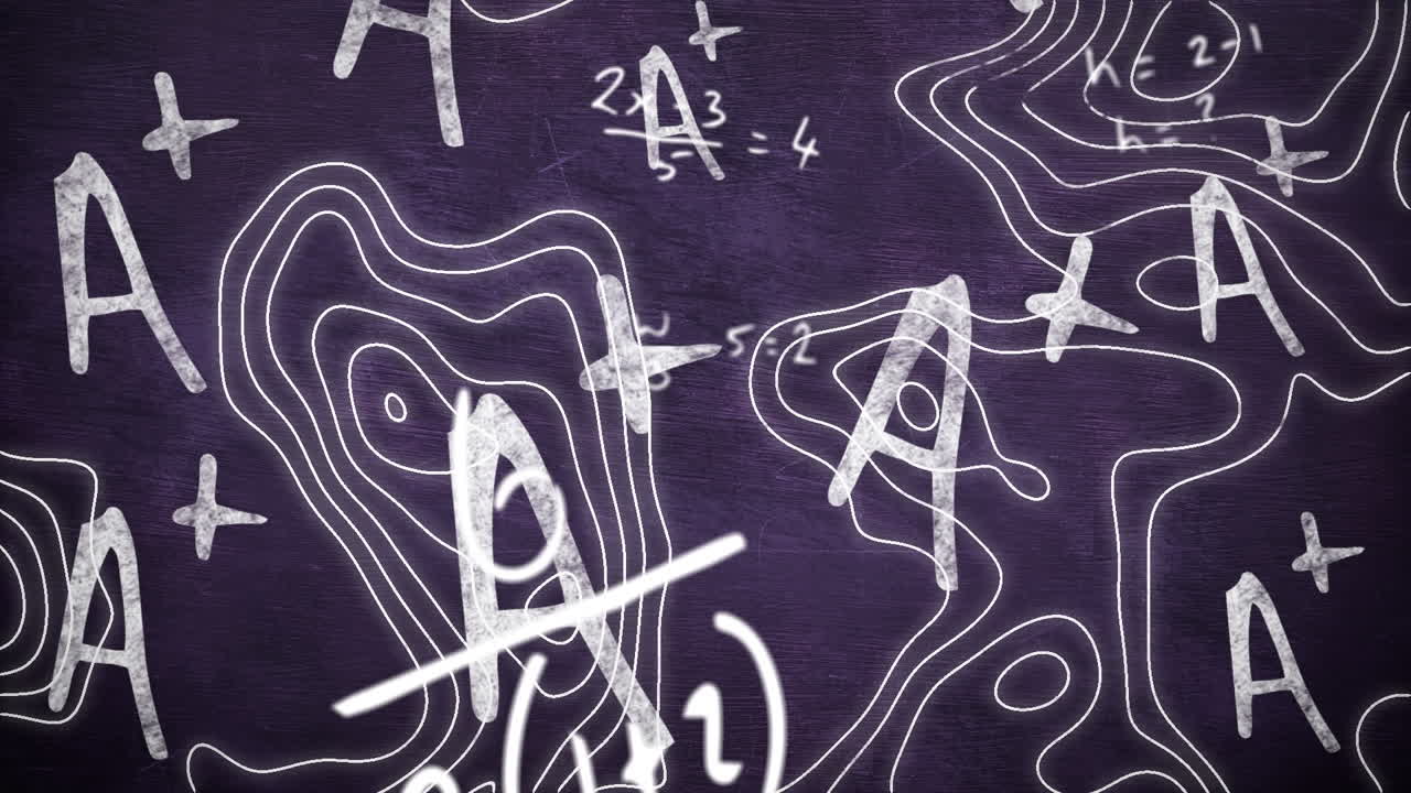 animación de fórmulas matemáticas en movimiento sobre la pizarra