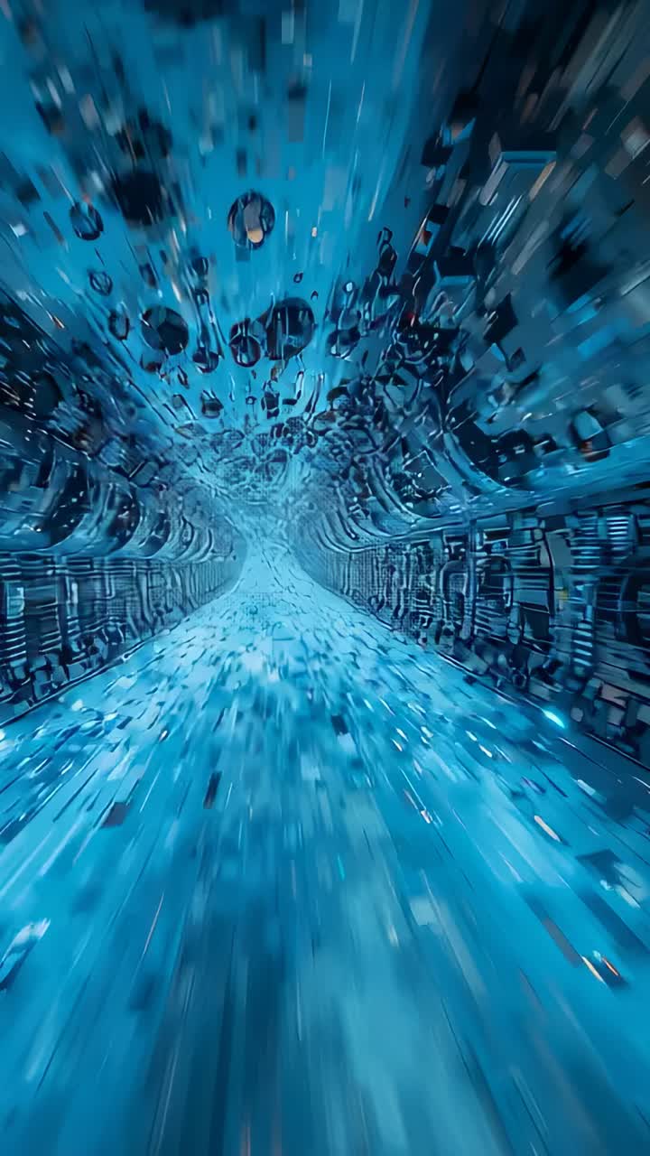 Vertical video: Speeding camera moving through tunnel, showing speed, nodules, ribs, rippled floor