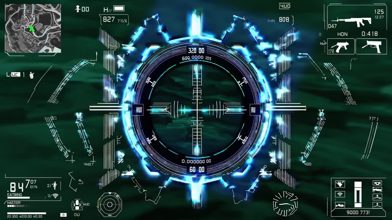 Displaying a map with target locations, available weapons, and relevant data on a heads up display, offering comprehensive information for precise targeting and strategic decisions