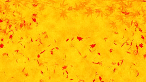 autumn leaves falling on gold background, maple leaf, loop glitter animation,