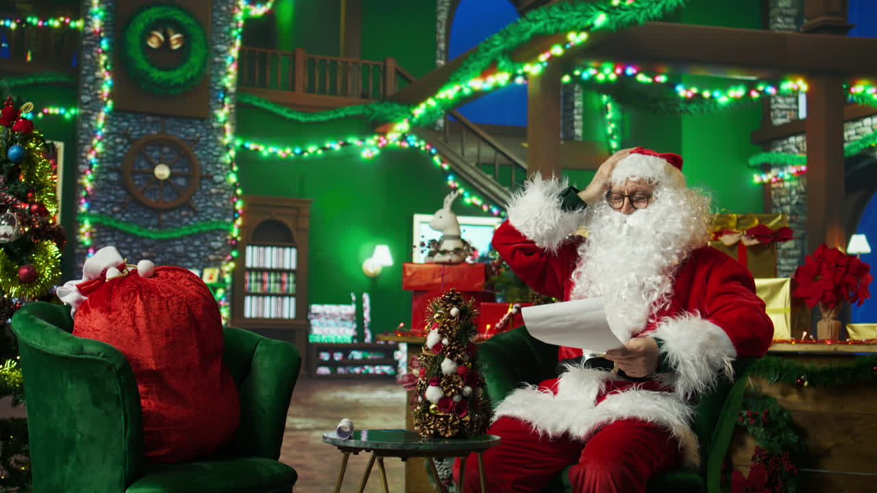 산타가 편지를 읽고 있다