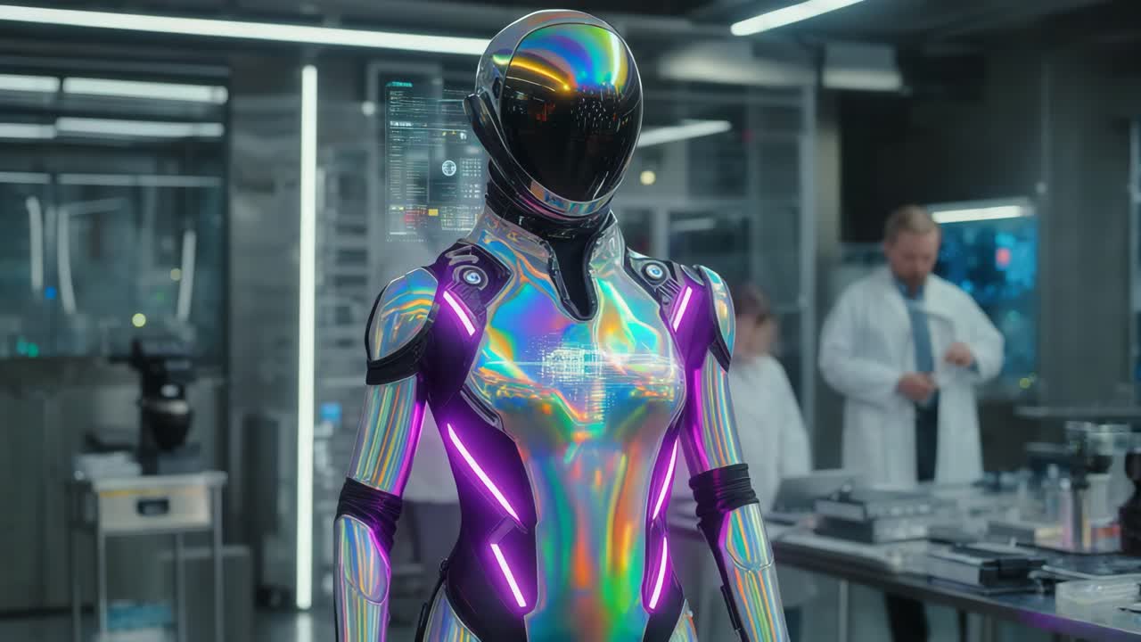 robot futurista en un entorno de laboratorio