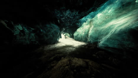 entrance of an ice cave inside glacier in southern iceland