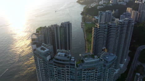 Reflection-of-sunset-in-the-backdrop-of-the-high-rise-residential-buildings-in-Hong-Kong