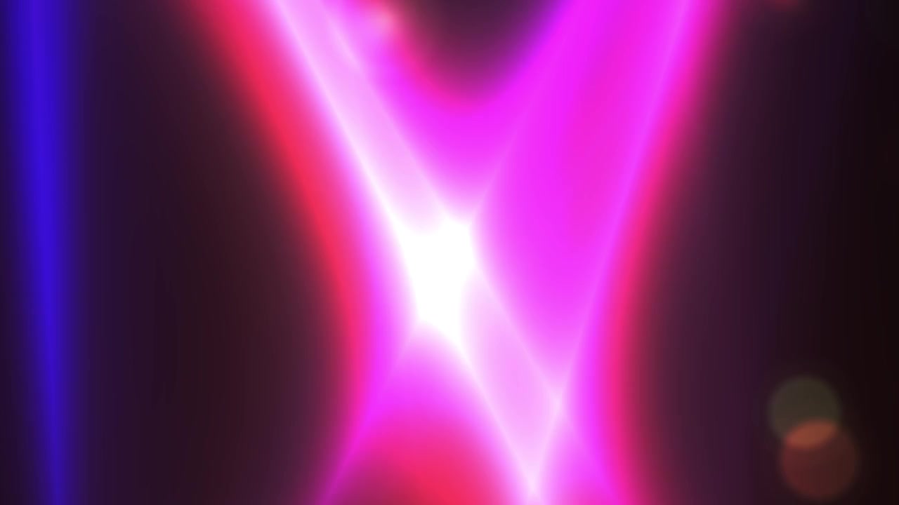Raios de Luz Neon Dinâmicos e Reflexos de Lente em Fundo Escuro