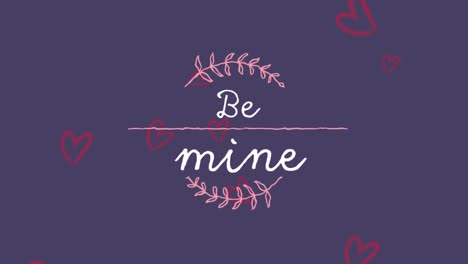 Animation-of-be-mine-text-over-hearts