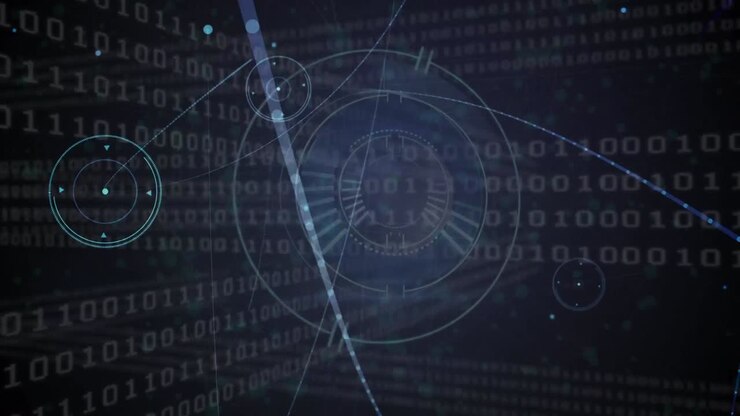 Animation af netværk af forbindelser med databehandling over omfangsscanning på sort baggrund