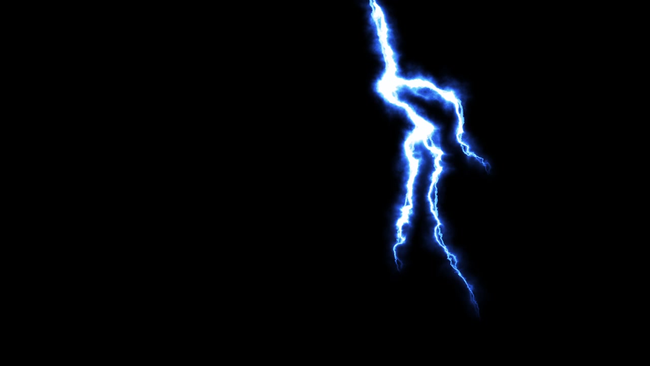 Fulmini Blu Brillanti che Lampeggiano su Sfondo Nero