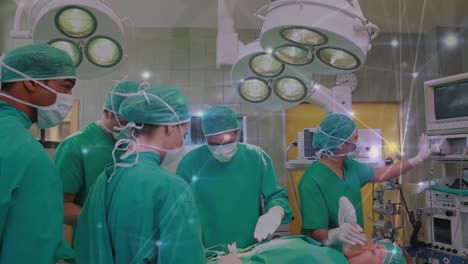 Animation-Von-Verbindungen-über-Ein-Team-Verschiedener-Chirurgen-Während-Der-Operation