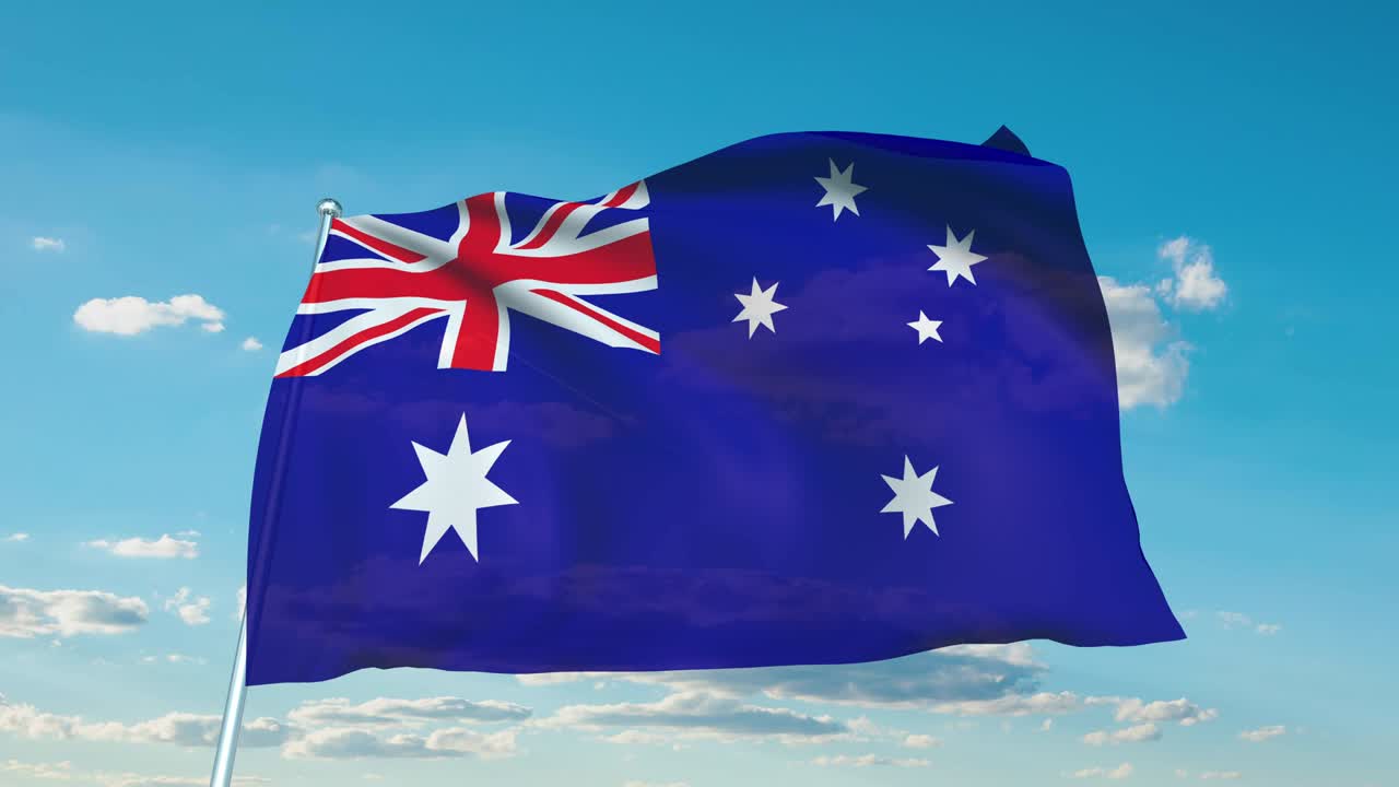 구름이 가득한 하늘을 배경으로 천 구조로 된 오스트레일리아의 발 (loopable)