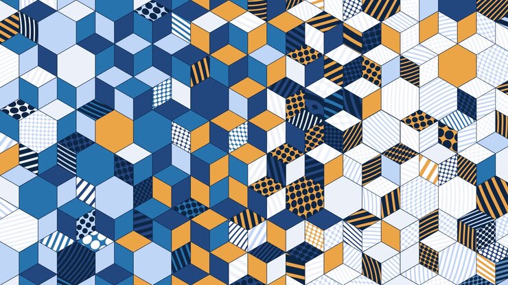 Animated colorful isometric cubes shifting and morphing across a geometric patterned surface, creating a dynamic op art optical illusion.