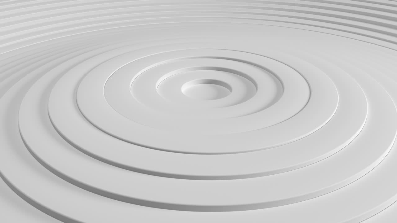 White minimalism Abstract pattern of circles with the effect of displacement. White clean rings animation. Abstract background for business presentation. Seamless loop 4k