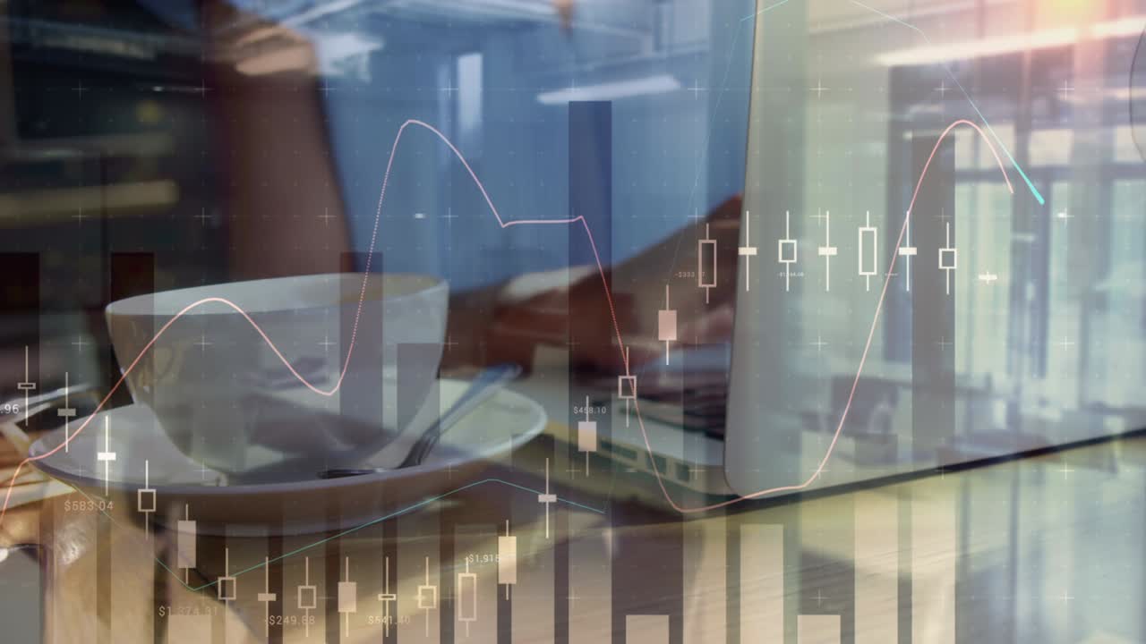 animación de estadísticas y procesamiento de datos sobre mujeres que usan computadoras portátiles