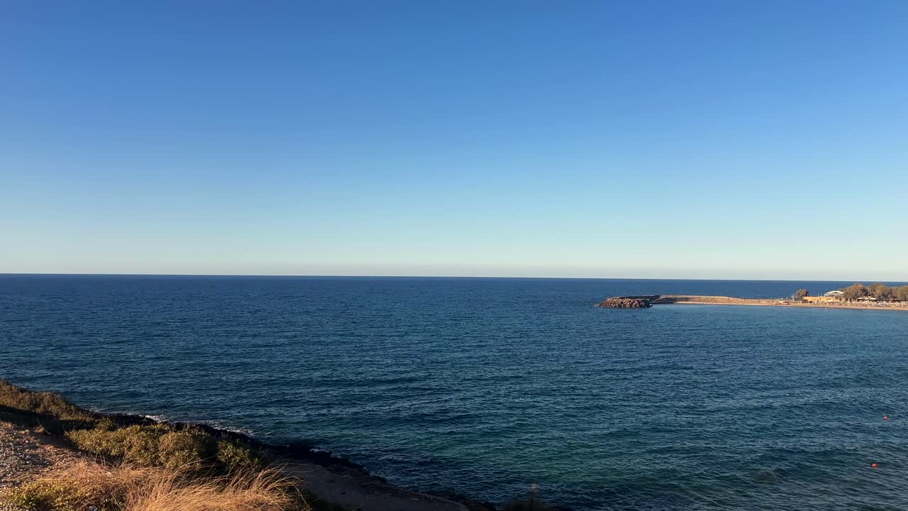 Clear ocean view, Crete Island, Greece with horizon and calm waters