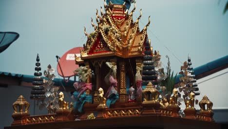 Close-up-of-a-spirit-house-in-a-garden-in-Thailand