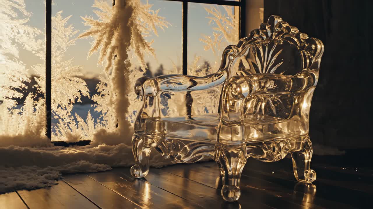 Ice Chair by Frozen Window