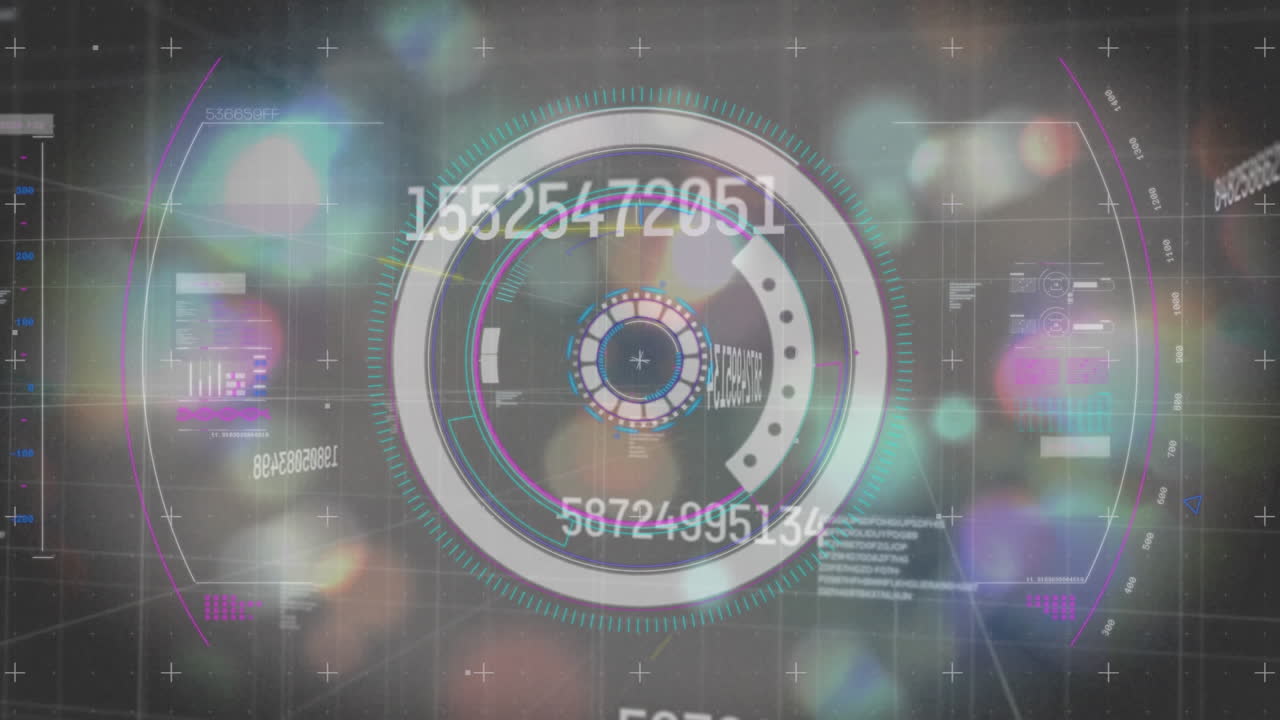 스 ⁇  스캔, 숫자 변경 및 빛나는 불빛을 통해 데이터 처리의 애니메이션