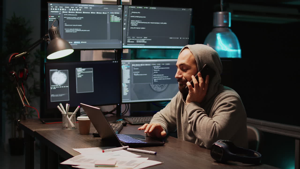 Hacker Coding on Multiple Screens