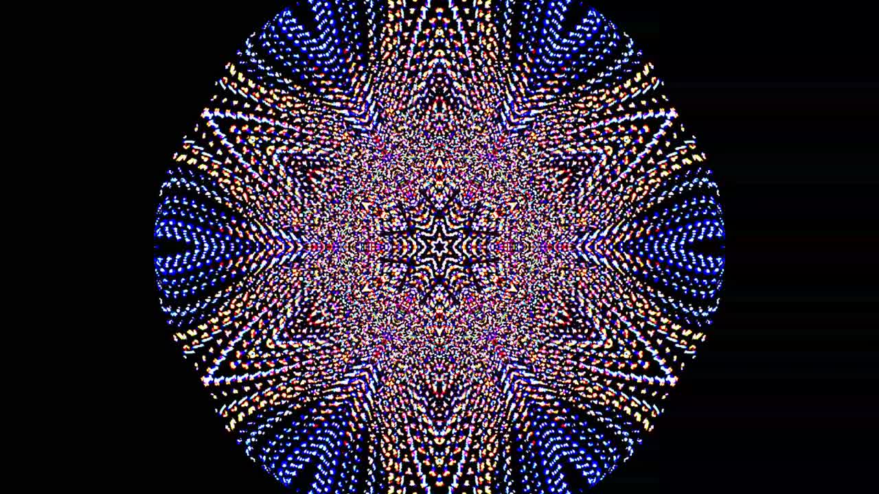 smooth spinning animation rotating colorful flashing light shapes, on black background