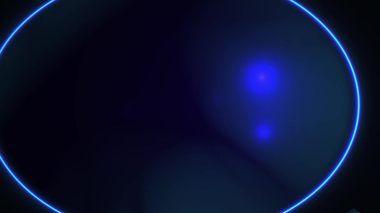 Globo luminoso blu dinamico che si muove all'interno di un cerchio al neon luminoso