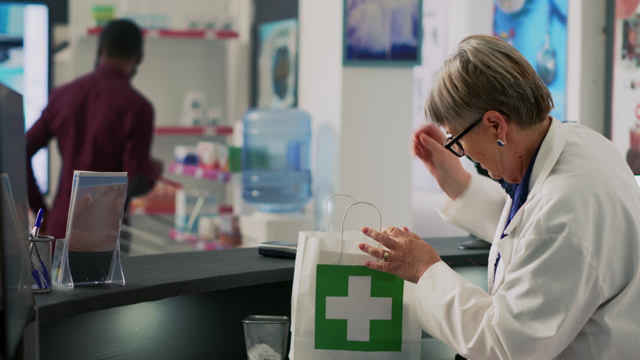 Pharmacist at work in pharmacy