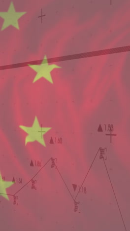 animation of data processing over flag of china