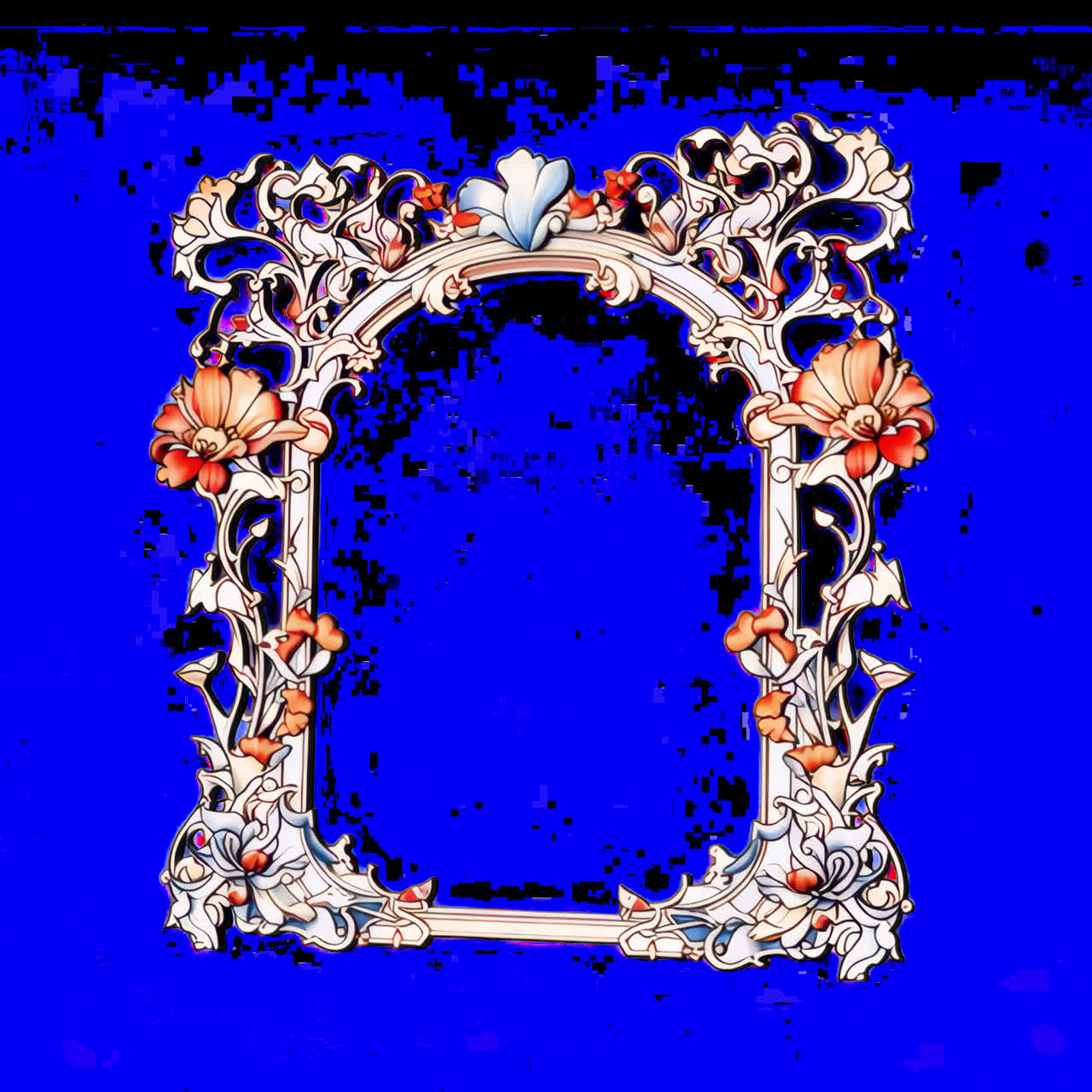 Art nouveau flower frame animation isolated asset, transparent 4K video, alpha channel, ProRes 4444